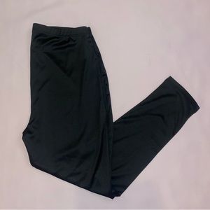Black Satin High Waist Leggings, 1XL